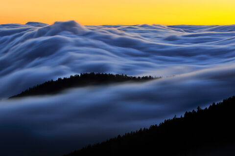 Ridges & Fog above the clouds at sunset from Clingmans Dome 
