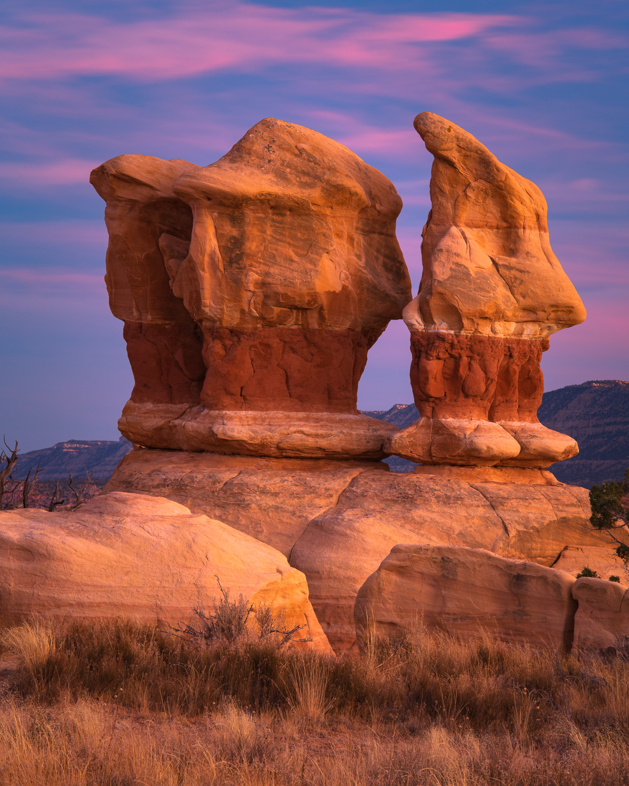 Sandstone formations at sunset in the Devils Garden of the Grand Staircase/Escalante National Monument, Utah.