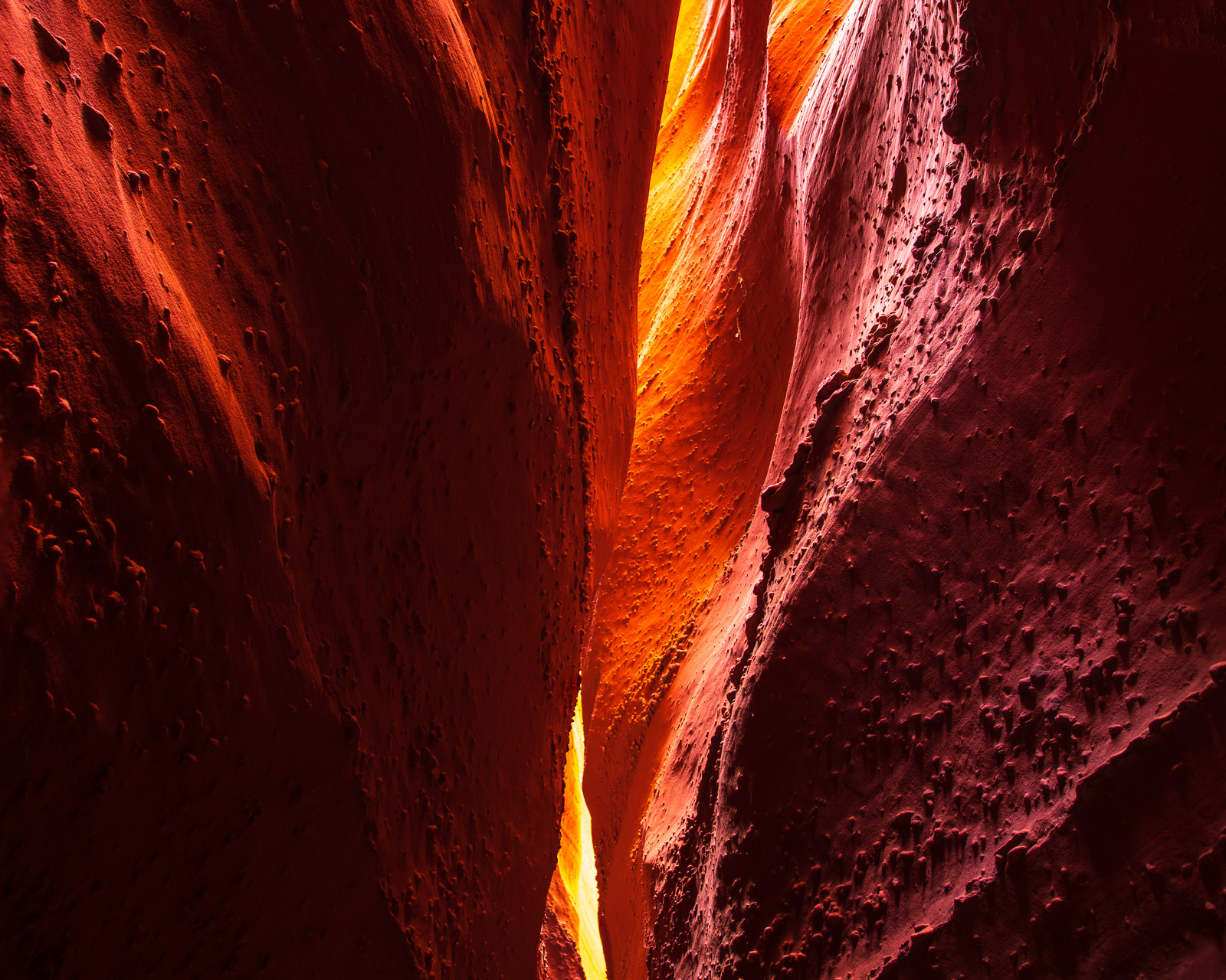Glowing canyon walls inside of Spooky Gulch, Grand Staircase/Escalante National Monument, Utah.